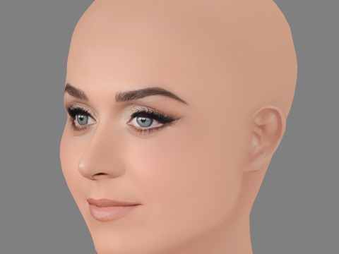 Katy Perry Head - No Hair - Low poly head for game Model 3D