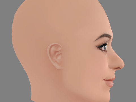 Katy Perry Head - No Hair - Low poly head for game Model 3D