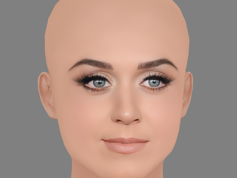 Katy Perry Head - No Hair - Low poly head for game Model 3D