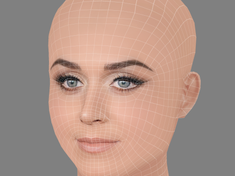 Katy Perry Head - No Hair - Low poly head for game Model 3D
