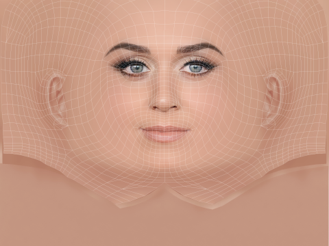 Katy Perry Head - No Hair - Low poly head for game Model 3D