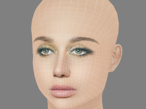 Kesha Rose Sebert Head - No Hair - Low poly head for game Modelo 3D
