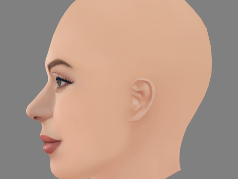Lady Gaga Head - No Hair - Low poly head for game 3D Model