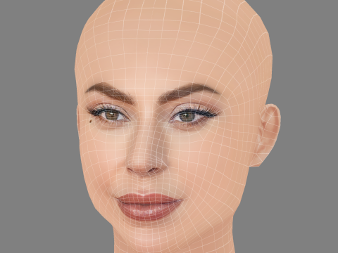 Lady Gaga Head - No Hair - Low poly head for game 3D Model