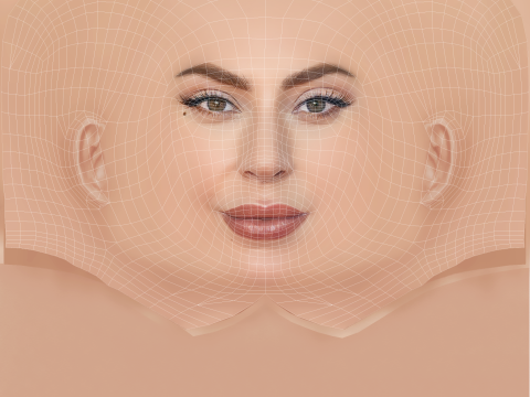 Lady Gaga Head - No Hair - Low poly head for game 3D Model