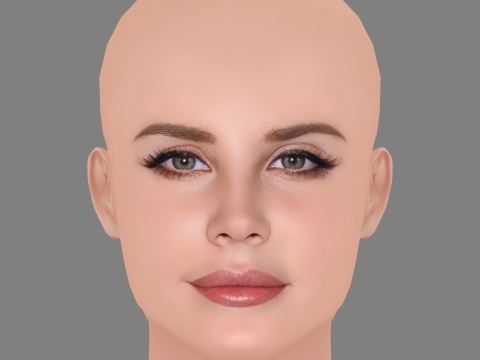 Lana Del Rey Head - No Hair - Low poly head for game 3D Model