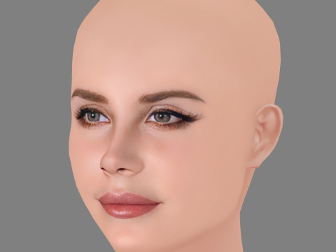 Lana Del Rey Head - No Hair - Low poly head for game 3D Model