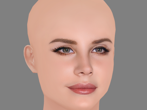 Lana Del Rey Head - No Hair - Low poly head for game 3D Model