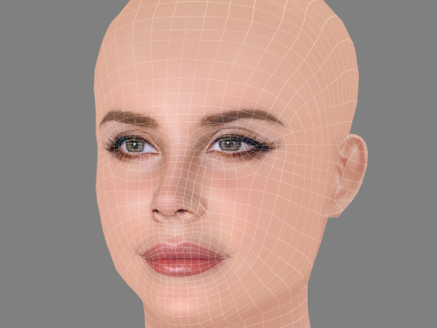 Lana Del Rey Head - No Hair - Low poly head for game 3D Model