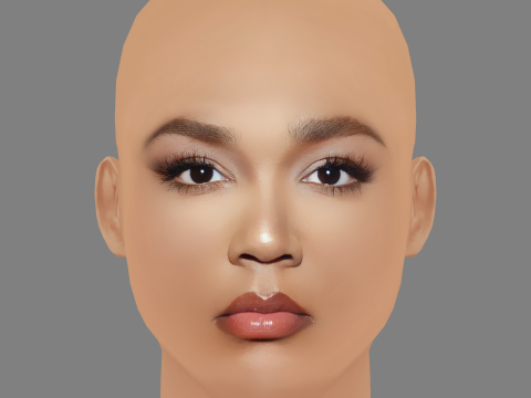 Lizzo Head - No Hair - Low poly head for game 3D-Modell