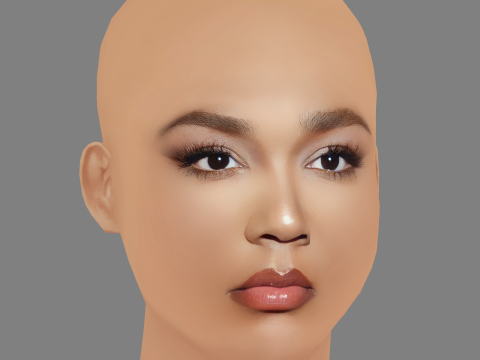 Lizzo Head - No Hair - Low poly head for game 3D-Modell