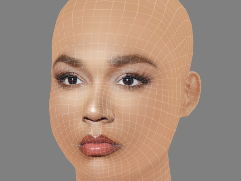 Lizzo Head - No Hair - Low poly head for game 3D-Modell