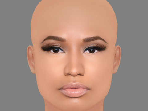 Nicki Minaj Head - No Hair - Low poly head for game 3D Model