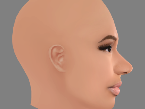 Nicki Minaj Head - No Hair - Low poly head for game 3D Model