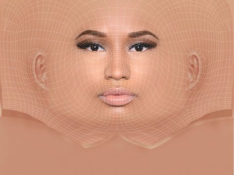 Nicki Minaj Head - No Hair - Low poly head for game 3D Model