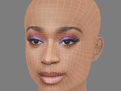 Normani Head - No Hair - Low poly head for game 3D Model
