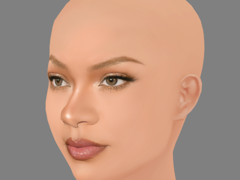 Rihanna Head - No Hair - Low poly head for game 3D 模型