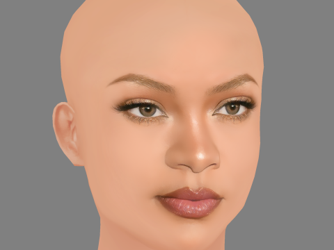 Rihanna Head - No Hair - Low poly head for game 3D 模型