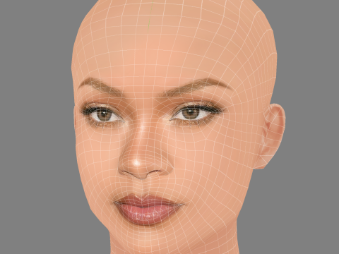 Rihanna Head - No Hair - Low poly head for game 3D 模型