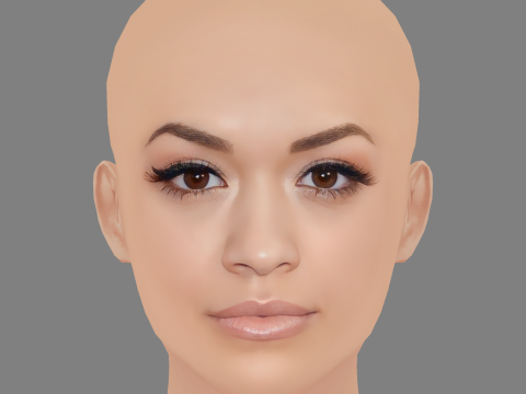 Rita Ora ヘッド - 髪なし - ゲーム用の低ポリヘッド 3Dモデル
