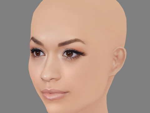Rita Ora ヘッド - 髪なし - ゲーム用の低ポリヘッド 3Dモデル