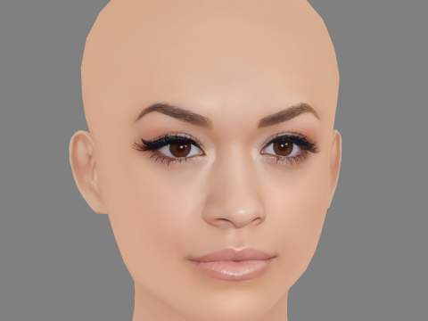 Rita Ora ヘッド - 髪なし - ゲーム用の低ポリヘッド 3Dモデル