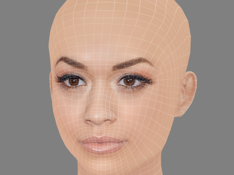 Rita Ora ヘッド - 髪なし - ゲーム用の低ポリヘッド 3Dモデル