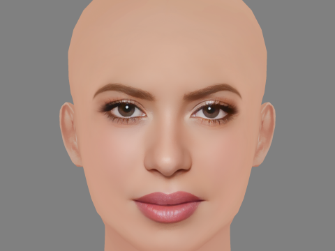 Shakira Head - No Hair - Low poly head for game 3Dモデル