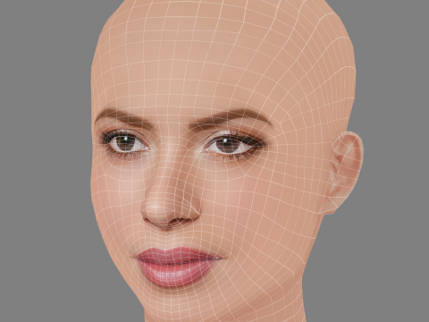 Shakira Head - No Hair - Low poly head for game 3Dモデル