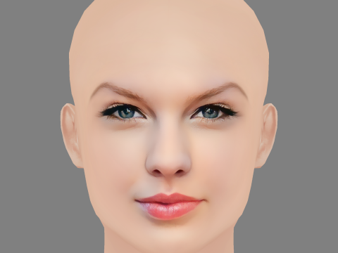 Taylor Swift Head - No Hair - Low poly head for game 3D Model