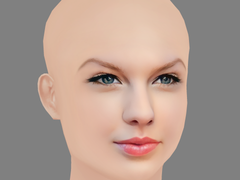 Taylor Swift Head - No Hair - Low poly head for game 3D Model