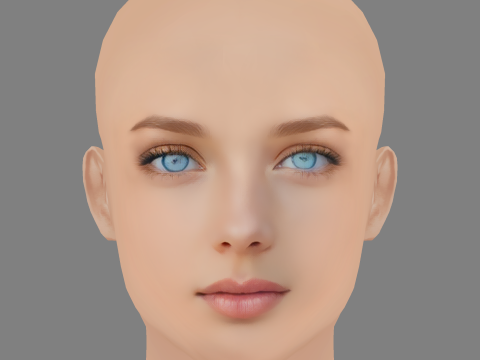 Beautiful Girl Head 09 - No Hair - Low poly head for game 3D Model