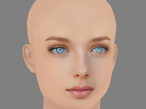 Beautiful Girl Head 09 - No Hair - Low poly head for game 3D Model