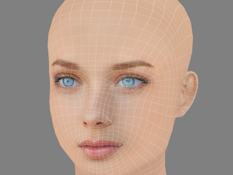 Beautiful Girl Head 09 - No Hair - Low poly head for game 3D Model