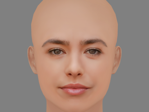 Alexandra Barton Head - No Hair - Low poly head for game 3D Model