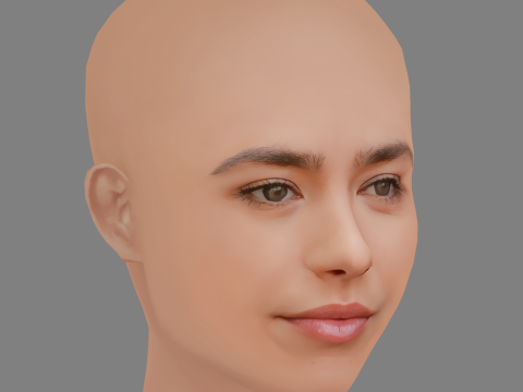 Alexandra Barton Head - No Hair - Low poly head for game 3D Model