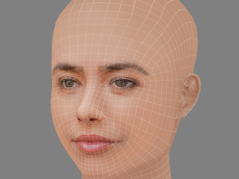 Alexandra Barton Head - No Hair - Low poly head for game 3D Model