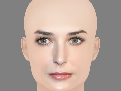 Demi Moore Head - No Hair - Low poly head for game 3D 모델