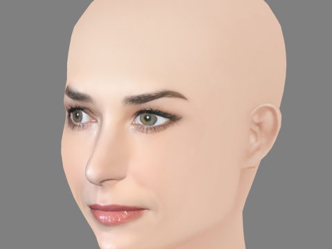 Demi Moore Head - No Hair - Low poly head for game 3D 모델