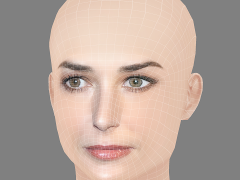 Demi Moore Head - No Hair - Low poly head for game 3D 모델