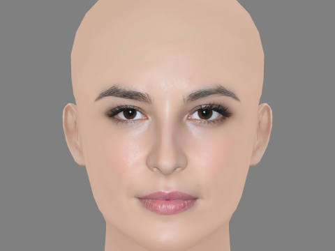 Loan Chabanol Head - No Hair - Low poly head for game Model 3D
