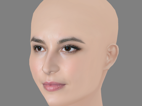 Loan Chabanol Head - No Hair - Low poly head for game Model 3D