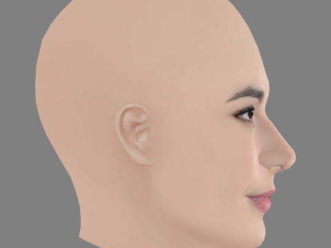 Loan Chabanol Head - No Hair - Low poly head for game Model 3D