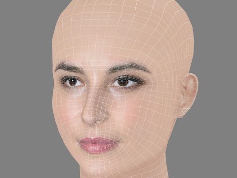 Loan Chabanol Head - No Hair - Low poly head for game Model 3D