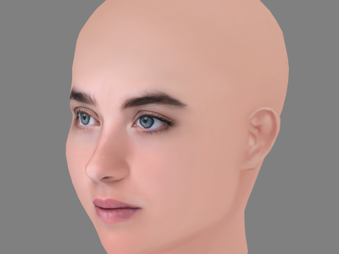 Adele Haenel Head - No Hair - Low poly head for game 3D Модель