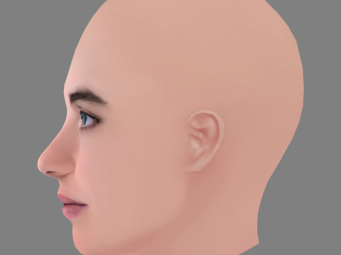 Adele Haenel Head - No Hair - Low poly head for game 3D Модель