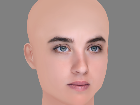 Adele Haenel Head - No Hair - Low poly head for game 3D Модель
