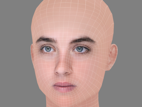 Adele Haenel Head - No Hair - Low poly head for game 3D Модель