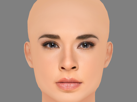 Adriana Louvier Head - No Hair - Low poly head for game Modello 3D