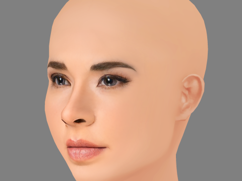 Adriana Louvier Head - No Hair - Low poly head for game Modello 3D